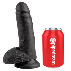 KING COCK - 7 DILDO BLACK WITH BALLS 17.8 CM - 53Xshop