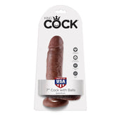 KING COCK - 7 DILDO BROWN WITH BALLS 17.8 CM - 53Xshop