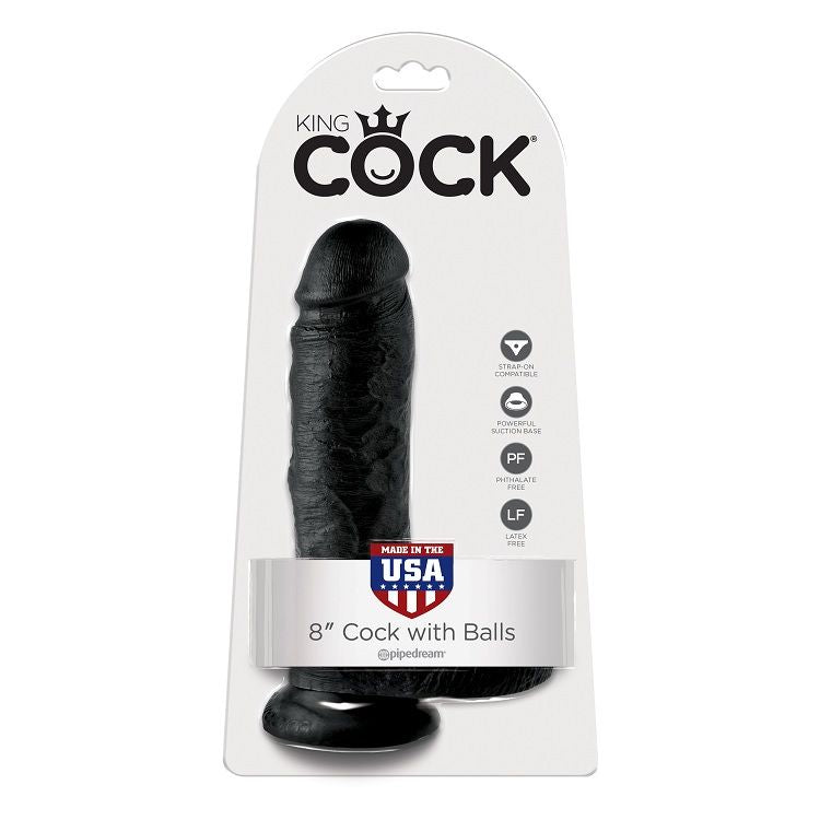 KING COCK - 8 DILDO BLACK WITH BALLS 20.3 CM - 53Xshop