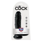 KING COCK - 8 DILDO BLACK WITH BALLS 20.3 CM - 53Xshop