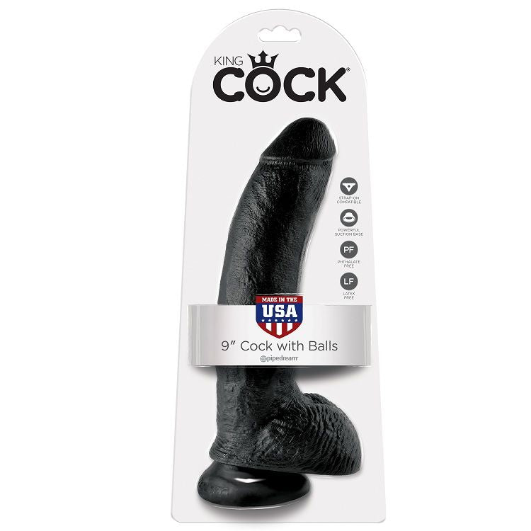 KING COCK - 9 DILDO BLACK WITH BALLS 22.9 CM - 53Xshop
