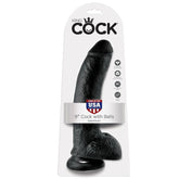 KING COCK - 9 DILDO BLACK WITH BALLS 22.9 CM - 53Xshop
