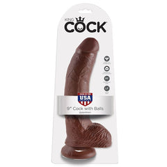 KING COCK - 9 DILDO BROWN WITH BALLS 22.9 CM - 53Xshop