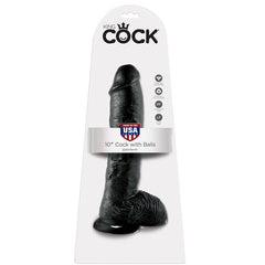 KING COCK - 10 DILDO BLACK WITH BALLS 25.4 CM - 53Xshop