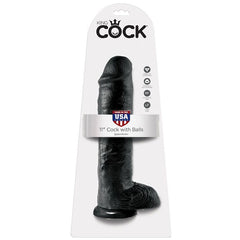 KING COCK - 11 DILDO BLACK WITH BALLS 28 CM - 53Xshop