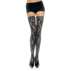 LEG AVENUE - FLORAL LACE STOCKINGS - 53Xshop