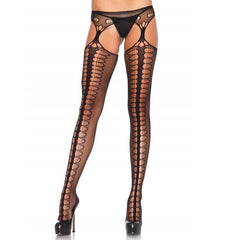 LEG AVENUE - TIGHTS WITH GARTER EXCLUSIVE BLACK - 53Xshop