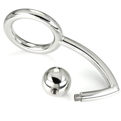 METAL HARD - COCK RING RING WITH ANAL INTRUDER HOOK 45MM - 53Xshop