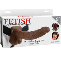 FETISH FANTASY SERIES - SERIES 9 HOLLOW STRAP-ON WITH BALLS 22.9CM BROWN - 53Xshop