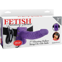 FETISH FANTASY SERIES - SERIES 7 HOLLOW STRAP-ON VIBRATING WITH BALLS 17.8CM PURPLE - 53Xshop