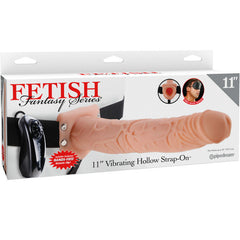 FETISH FANTASY SERIES - SERIES 11 HOLLOW STRAP-ON VIBRATING WITH BALLS 27.9CM FLESH - 53Xshop