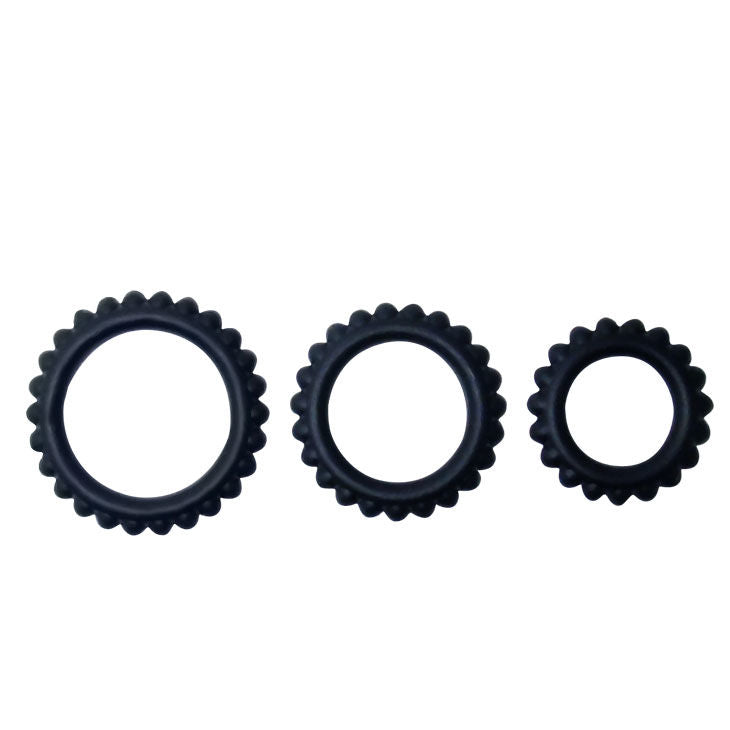 BAILE - TITAN SET 3PCS COCK RING BLACK 2.8 + 2.4 + 1.9 CM - 53Xshop