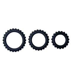 BAILE - TITAN SET 3PCS COCK RING BLACK 2.8 + 2.4 + 1.9 CM - 53Xshop