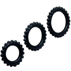 BAILE - TITAN SET 3PCS COCK RING BLACK 2.8 + 2.4 + 1.9 CM - 53Xshop