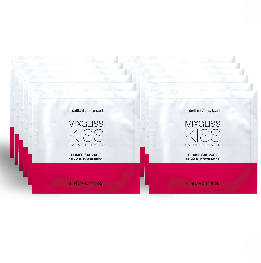 MIXGLISS - WATER BASED LUBRICANT STRAWBERRY FLAVOR 12 SINGLE DOSE 4 ML - 53Xshop