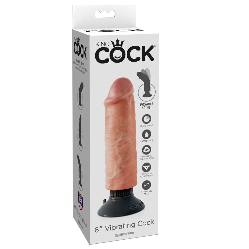 KING COCK - 15.24 CM VIBRATING COCK FLESH - 53Xshop