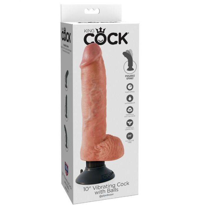 KING COCK - 25.5 CM VIBRATING COCK WITH BALLS FLESH - 53Xshop