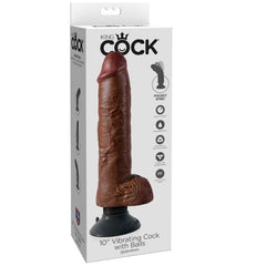 KING COCK - 25.5 CM VIBRATING COCK WITH BALLS BROWN - 53Xshop