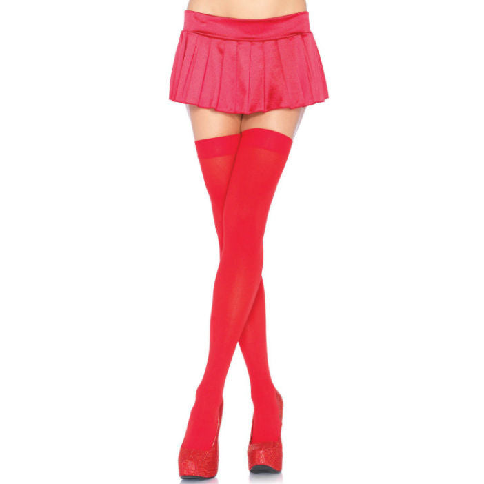 LEG AVENUE - NYLON THIGH HIGHS RED - 53Xshop