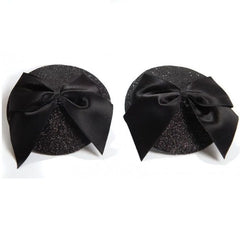 BIJOUX - BURLESQUE SHINY NIPPLE COVERS WITH BOW - 53Xshop