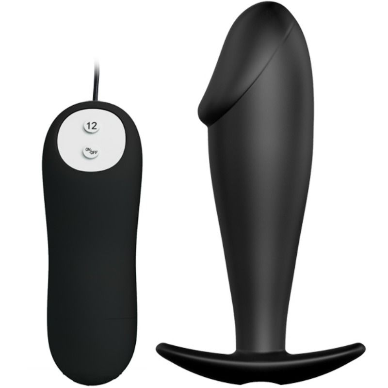 PRETTY LOVE - SILICONE ANAL PLUG PENIS FORM AND 12 VIBRATION MODES BLACK - 53Xshop