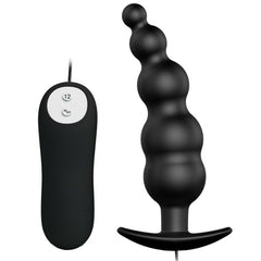 PRETTY LOVE - ANAL PLUG SILICONE EXTRA STIMULATION AND 12 VIBRATION MODES BLACK - 53Xshop
