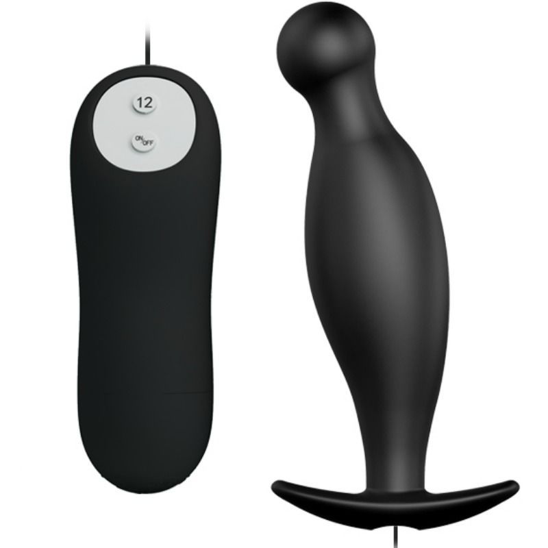 PRETTY LOVE - SILICONE ANAL PLUG 12 VIBRATION MODES BLACK - 53Xshop