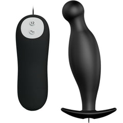 PRETTY LOVE - SILICONE ANAL PLUG 12 VIBRATION MODES BLACK - 53Xshop