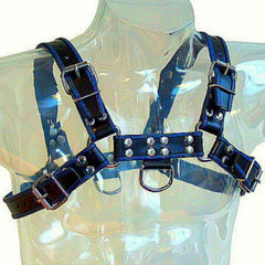 LEATHER BODY - BLUE AND BLACK LEATHER HARNESS CHEST BULLDOG - 53Xshop