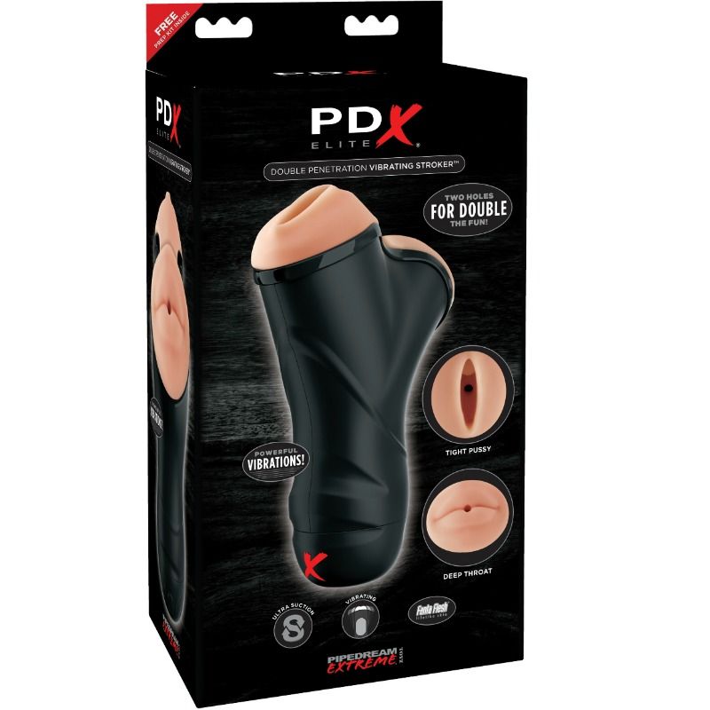 PDX ELITE - DOUBLE PENETRATION VIBRATING STROKER - 53Xshop