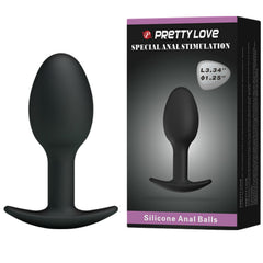PRETTY LOVE - SILICONE ANAL PLUG 6.5 CM BLACK - 53Xshop