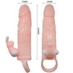 BAILE - BRAVE MAN PENIS COVER WITH RABBIT AND DOUBLE ENGINE FLESH 16.5 CM - 53Xshop