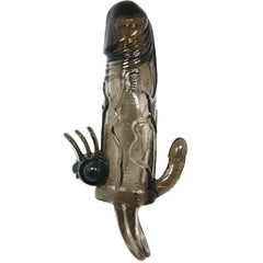 BAILE - BRAVE MAN PENIS COVER WITH CLIT AND ANAL STIMULATION DOUBLE BULLET BLACK 16.5 CM - 53Xshop