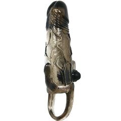 BAILE - BRAVE MAN PENIS COVER WITH CLIT AND ANAL STIMULATION DOUBLE BULLET BLACK 16.5 CM - 53Xshop