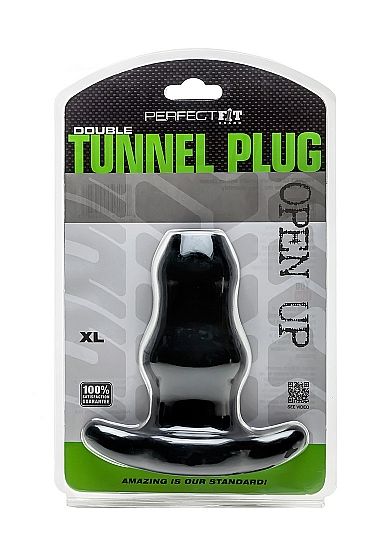 PERFECT FIT BRAND - DOUBLE TUNNEL PLUG XL LARGE BLACK - 53Xshop