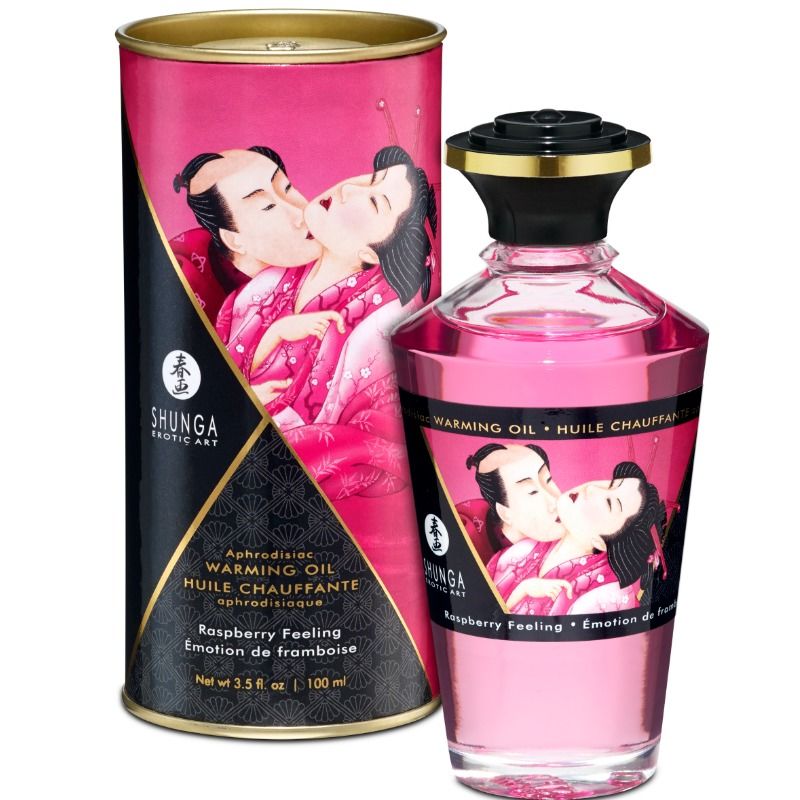 SHUNGA - HEAT EFFECT MASSAGE OIL INTENSE RASPBERRY FLAVOR 100 ML - 53Xshop