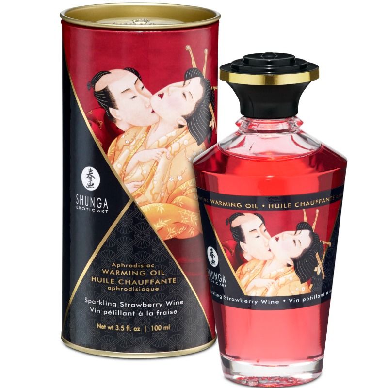 SHUNGA - STRAWBERRIES AND CAVA HEAT EFFECT MASSAGE OIL 100 ML - 53Xshop