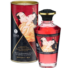 SHUNGA - STRAWBERRIES AND CAVA HEAT EFFECT MASSAGE OIL 100 ML - 53Xshop
