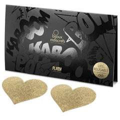 BIJOUX - INDISCRETS FLASH GOLDEN HEART NIPPLE COVERS - 53Xshop
