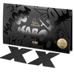 BIJOUX - INDISCRETS FLASH CROSS BLACK NIPPLE CAPS - 53Xshop