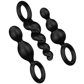 SATISFYER - ANAL PLUGS SET 3 PCS BLACK - 53Xshop