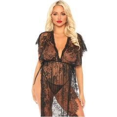 LEG AVENUE - 2 PIECES SET LACE KAFTEN ROBE AND THONG S/M - 53Xshop