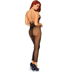LEG AVENUE - HALTER DUAL NET BACKLESS DRESS - 53Xshop