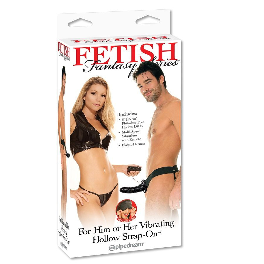 FETISH FANTASY SERIES - VIBRATING HOLLOW STRAP-ON FOR HER OR HIM BLACK - 53Xshop