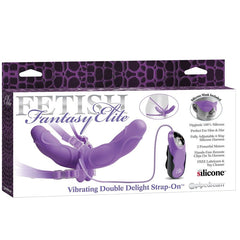 FETISH FANTASY ELITE - VIBRATING DOUBLE DELIGHT STRAP-ON PURPLE - 53Xshop