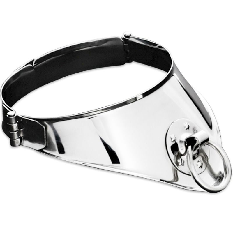 METAL HARD - RESTRAINT COLLAR WITH RING AND PADLOCK 12.5 CM - 53Xshop
