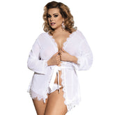 SUBBLIME - QUEEN PLUS WHITE BABYDOLL WITH FRINGE - 53Xshop
