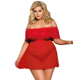 SUBBLIME - QUEEN PLUS SHORT DRESS + THONG RED - 53Xshop