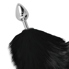 DARKNESS - SILVER ANAL PLUG 8 CM WITH BLACK TAIL - 53Xshop