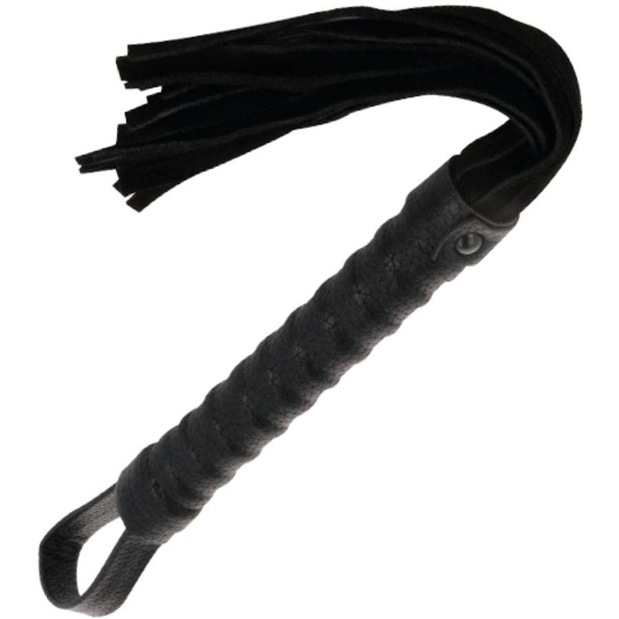 DARKNESS - BLACK BONDAGE WHIP WITH LEATHER HANDLE - 53Xshop
